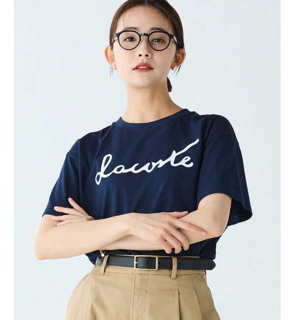 LACOSTE「【オンライン限定】LACOSTE スクリプトネームロゴ  ルーズシルエットハーフスリーブTシャツ」|Tシャツ・カットソー|