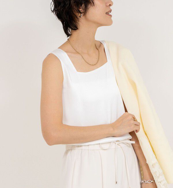 NOLLEY'S「《手洗い可能》サテン&times;ベア天2WAYタンクトップ」|タンクトップ|ホワイト