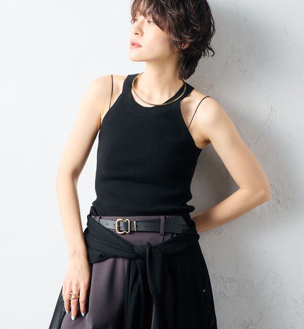 NOLLEY'S sophi「《アンサンブル対応》《手洗い可能》イタリー糸ホルターネックタンクトップ」|タンクトップ|ブラック