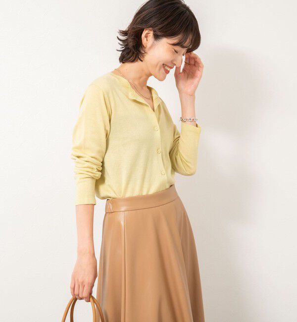 NOLLEY'S sophi「《アンサンブル対応》《手洗い可能》W混ラメクルーネックカーディガン」|カーディガン|