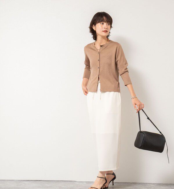 NOLLEY'S sophi「《アンサンブル対応》《手洗い可能》W混ラメクルーネックカーディガン」|カーディガン|