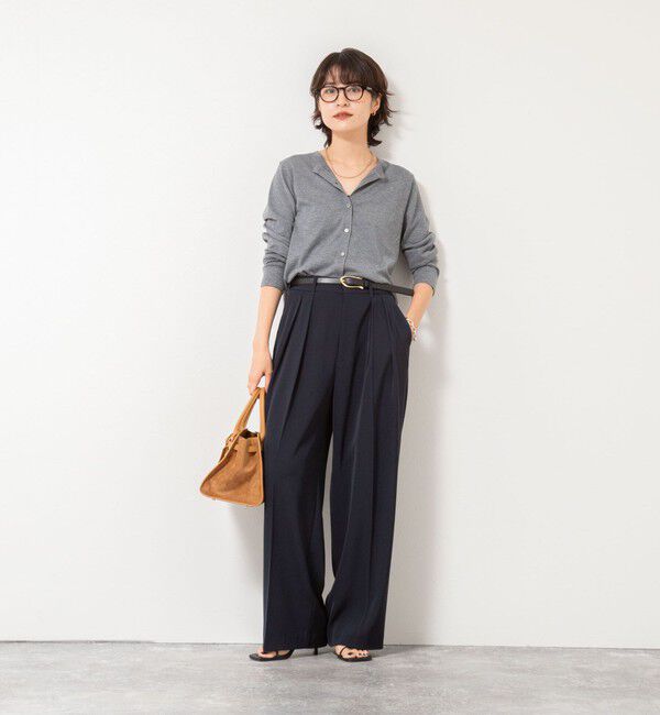 NOLLEY'S sophi「《アンサンブル対応》《手洗い可能》W混ラメクルーネックカーディガン」|カーディガン|