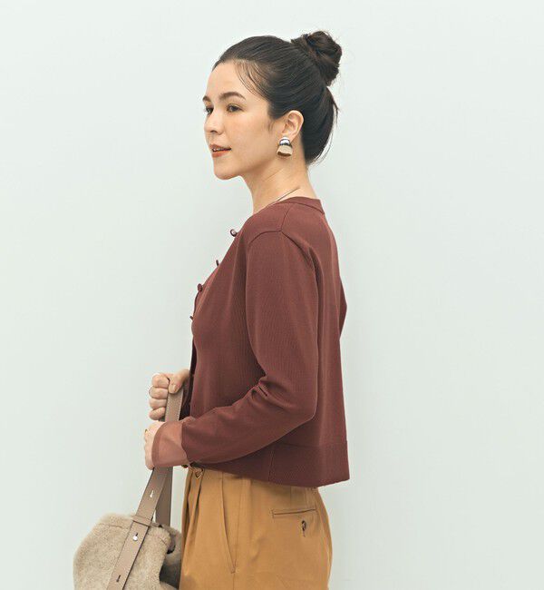 NOLLEY'S「《手洗い可能》くるみ釦シアークルーネックカーディガン」|カーディガン|