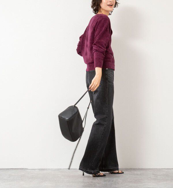 Rie Miller「《手洗い可能》《アンサンブル対応》モールヤーンクルーネックカーディガン」|カーディガン|