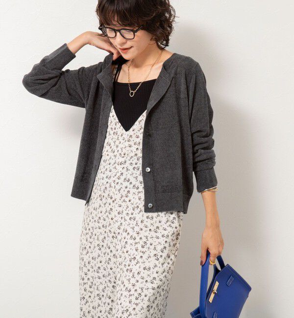 Rie Miller「《手洗い可能》《アンサンブル対応》モールヤーンクルーネックカーディガン」|カーディガン|