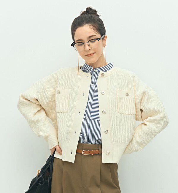 NOLLEY'S「《手洗い可能》鹿の子編みクルーネックカーディガン」|カーディガン|