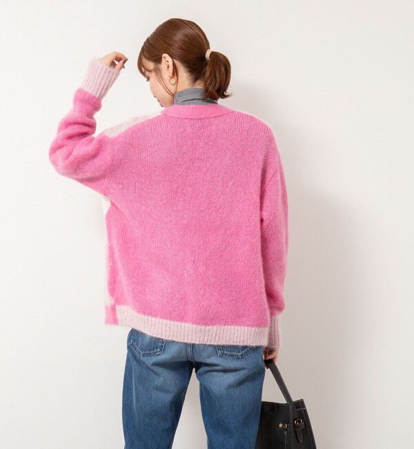 Laraaji「モヘアインターシャアーガイルVネックカーディガン」|カーディガン|