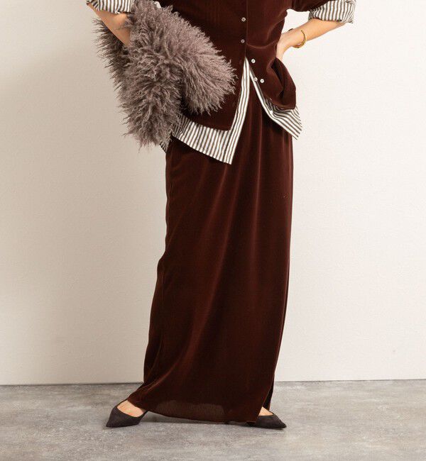 MAQWEL「【MAQWEL/マクウェル】ウォッシャブルベロアロングスカート」|スカート|