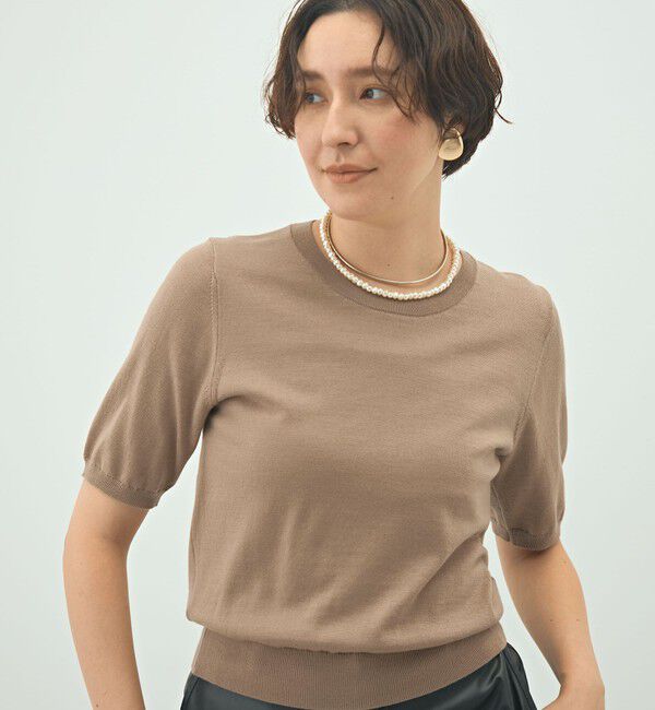 NOLLEY'S sophi「《アンサンブル対応》《手洗い可能》ウール100％5分袖プルオーバーニット」|ニット・セーター|