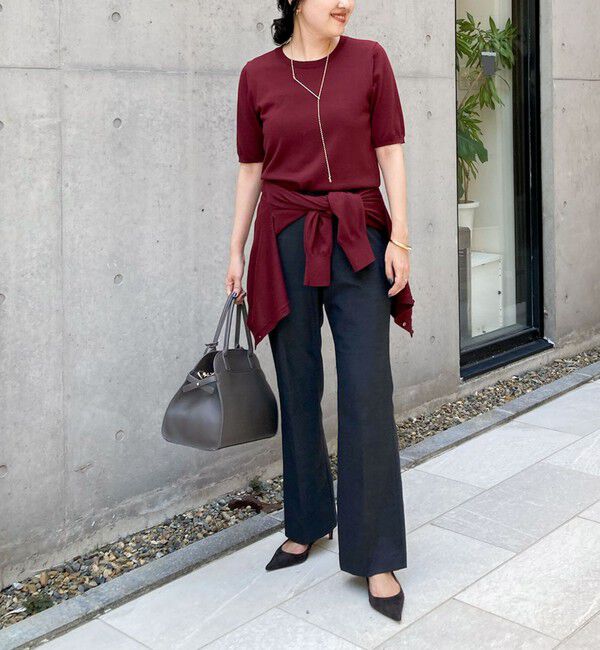 NOLLEY'S sophi「《アンサンブル対応》《手洗い可能》ウール100％5分袖プルオーバーニット」|ニット・セーター|