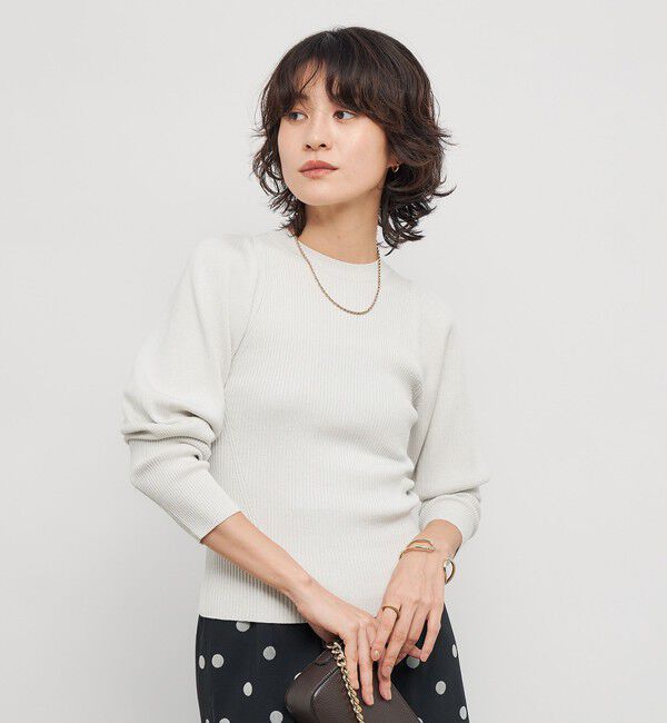 NOLLEY'S「《手洗い可能》リブパフスリーブプルオーバーニット」|ニット・セーター|