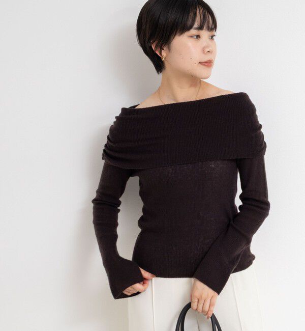 NOLLEY'S sophi「カシミヤ混ガーゼ風リブオフショルプルオーバーニット」|ニット・セーター|