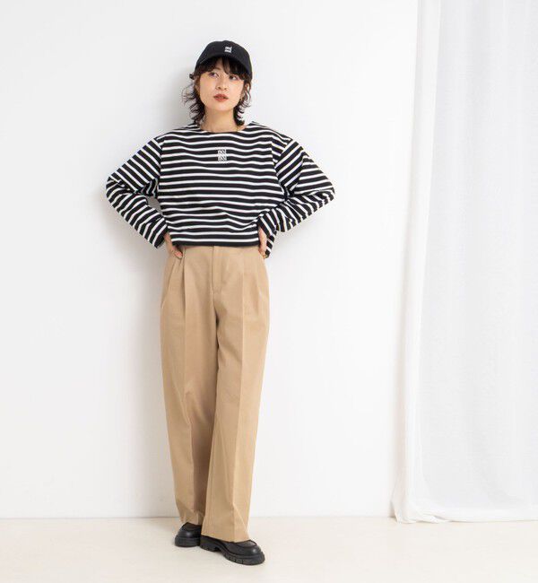 NOLLEY'S「nolnol ウォッシャブルMVSシルケットボーダーショートT」|Tシャツ・カットソー|