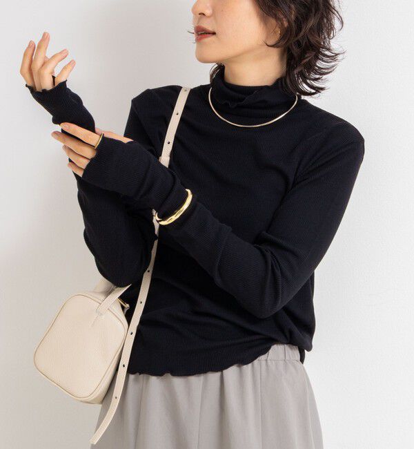 NOLLEY'S「MY STANDARD ウォッシャブルリブタートルネック」|Tシャツ・カットソー|ブラック