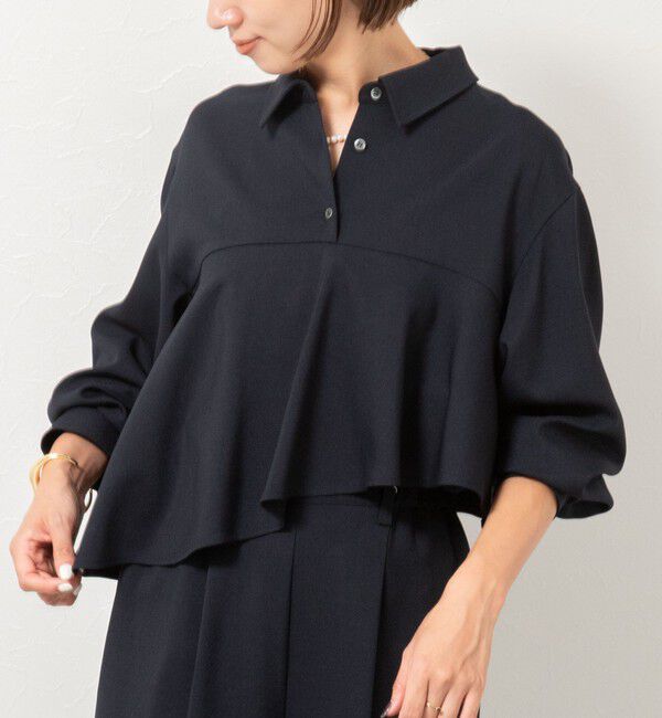 NOLLEY'S「【一部WEB限定色アイテム】ウォッシャブルフリルプルオーバーブラウス」|シャツ・ブラウス|ネイビー