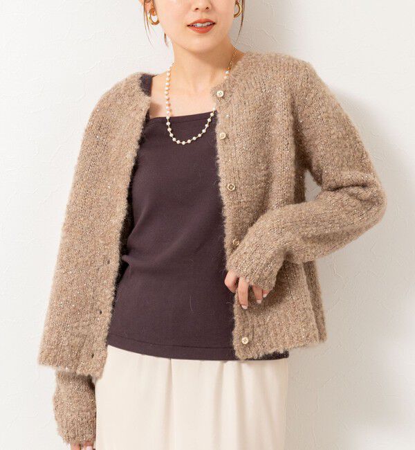 NOLLEY'S「モヘアスパンコールカーディガン」|カーディガン|ベージュ