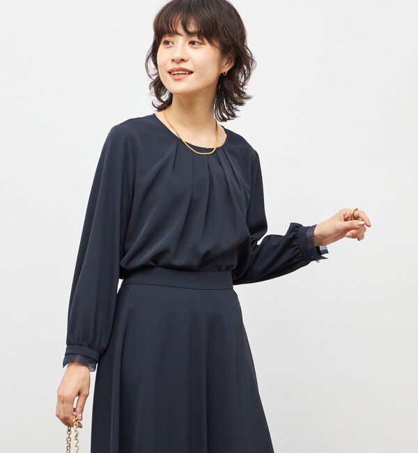 NOLLEY'S「ウォッシャブル2WAYストレッチブラウス」|シャツ・ブラウス|ネイビー