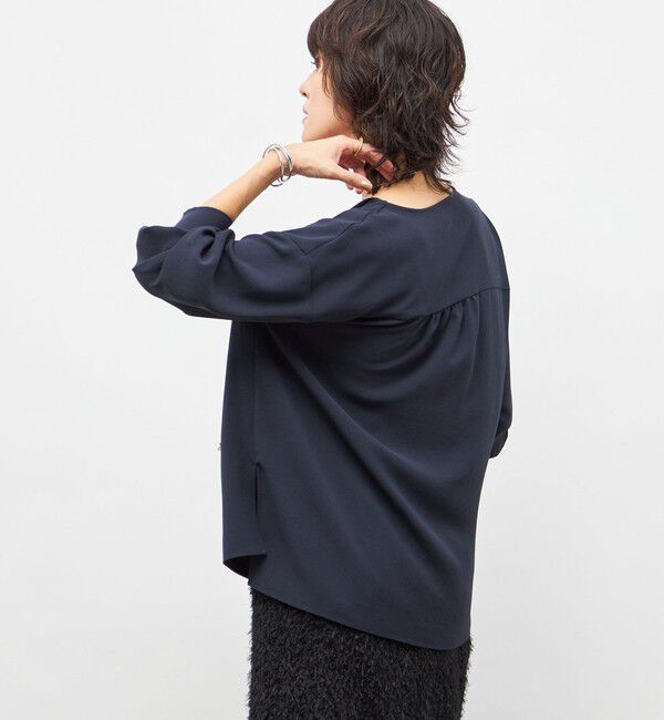 NOLLEY'S sophi「ウォッシャブルバックサテンジョーゼットオープンカラーブラウス」|シャツ・ブラウス|