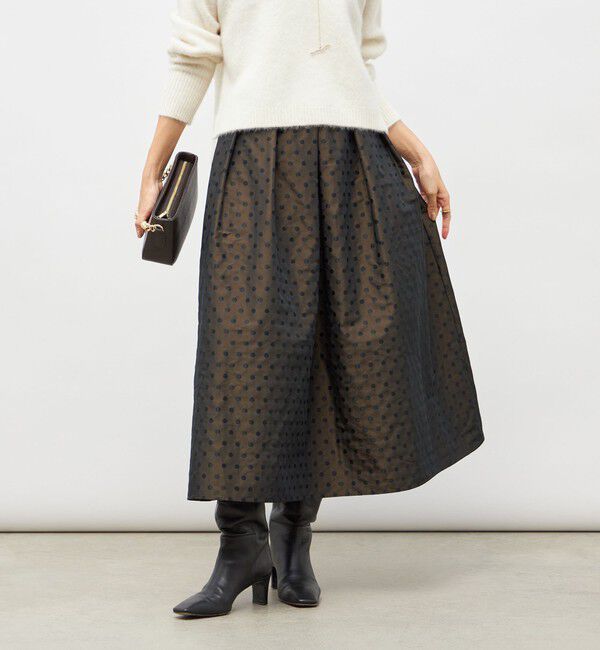 NOLLEY'S「ウォッシャブルドットジャガードタックフレアスカート」|スカート|