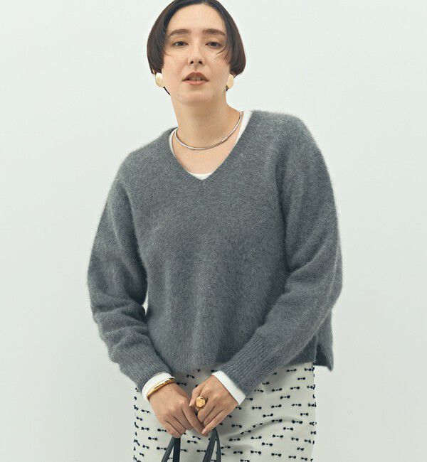 NOLLEY'S「《手洗い可能》ヘアリーストレッチVネックプルオーバーニット」|ニット・セーター|