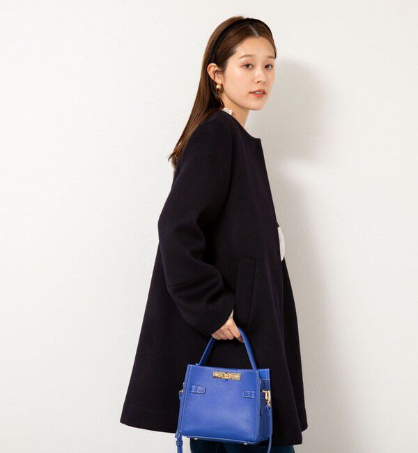 NOLLEY'S「ブローチ付きAラインノーカラーコート」|ノーカラーコート|