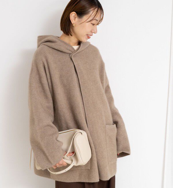 Rie Miller「ハーフ丈フーディー リバー風ニットコート」|その他|