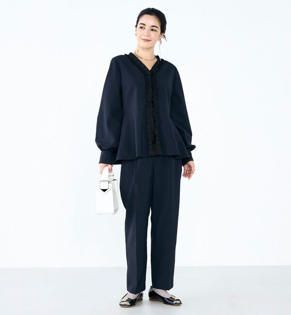 NOLLEY'S「《セットアップ対応》ウォッシャブル衿プリーツペプラムブラウス」|シャツ・ブラウス|