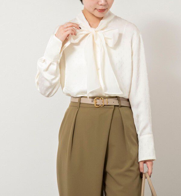NOLLEY'S sophi「ウォッシャブルサテンドビーボウタイブラウス」|シャツ・ブラウス|オフホワイト