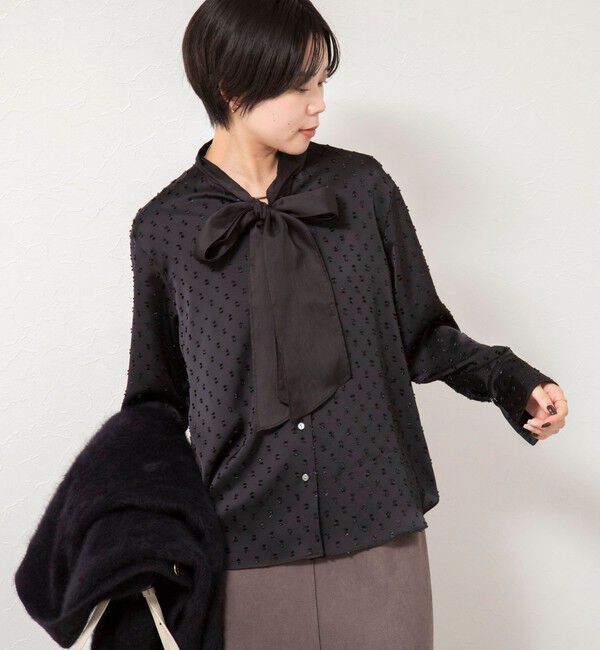 NOLLEY'S sophi「ウォッシャブルサテンドビーボウタイブラウス」|シャツ・ブラウス|