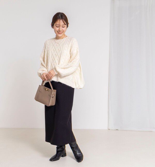 NOLLEY'S「ケーブルニット&times;ファブリックハイブリットトップス」|ニット・セーター|