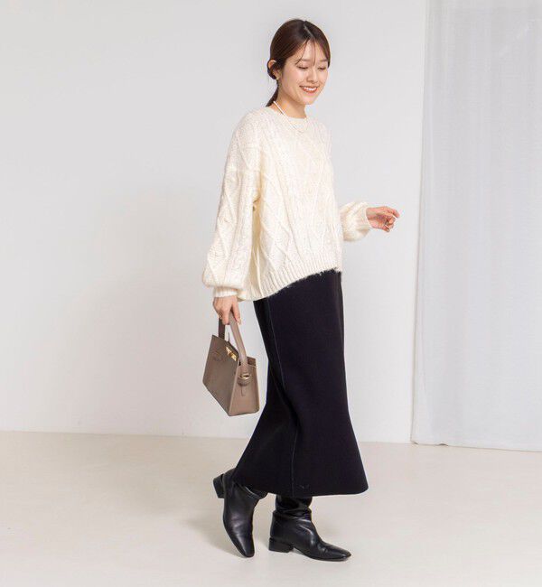 NOLLEY'S「ケーブルニット&times;ファブリックハイブリットトップス」|ニット・セーター|