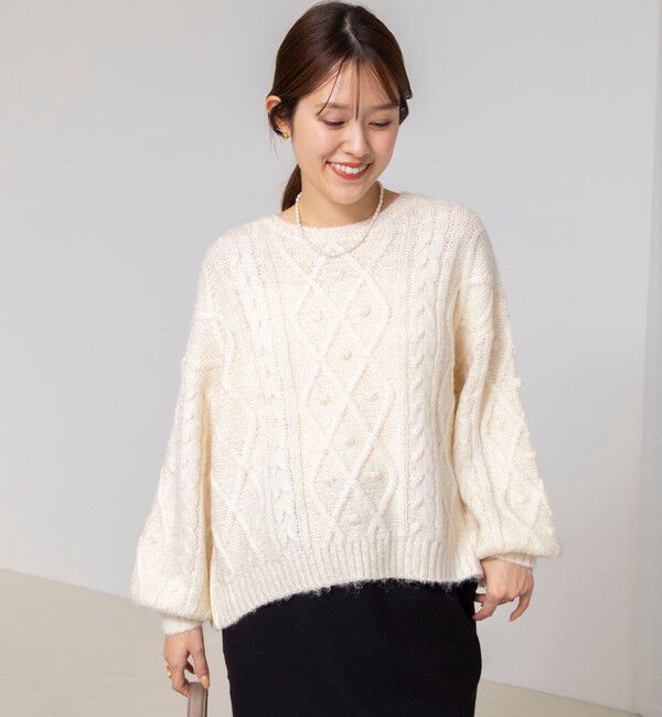 NOLLEY'S「ケーブルニット&times;ファブリックハイブリットトップス」|ニット・セーター|