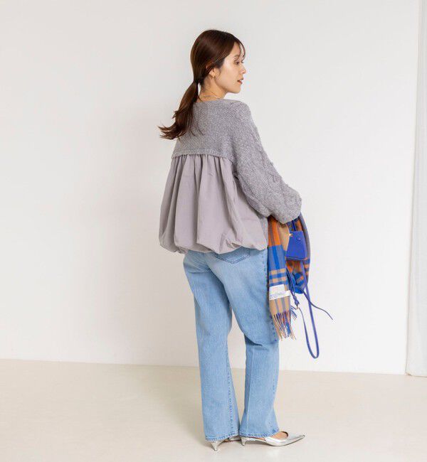 NOLLEY'S「ケーブルニット&times;ファブリックハイブリットトップス」|ニット・セーター|