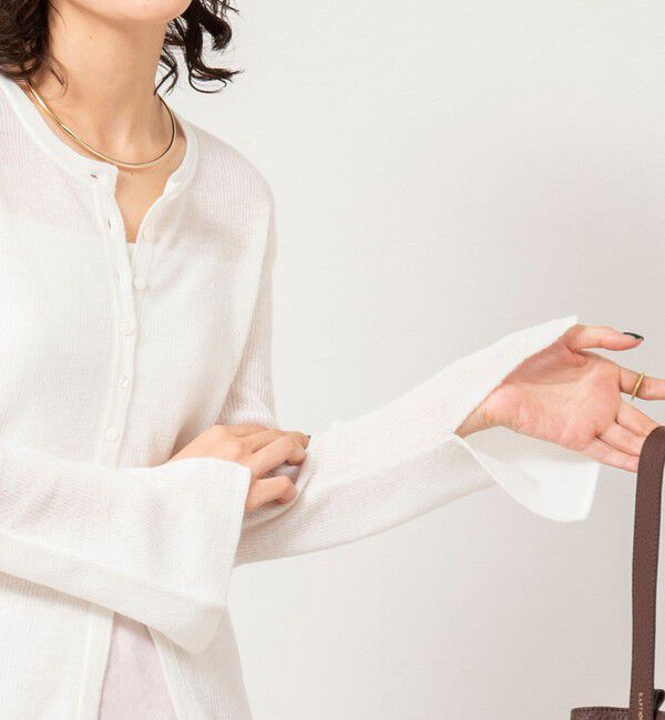 NOLLEY'S sophi「《手洗い可能》モヘヤ混片畦ミディ丈Cネックカーディガン」|カーディガン|