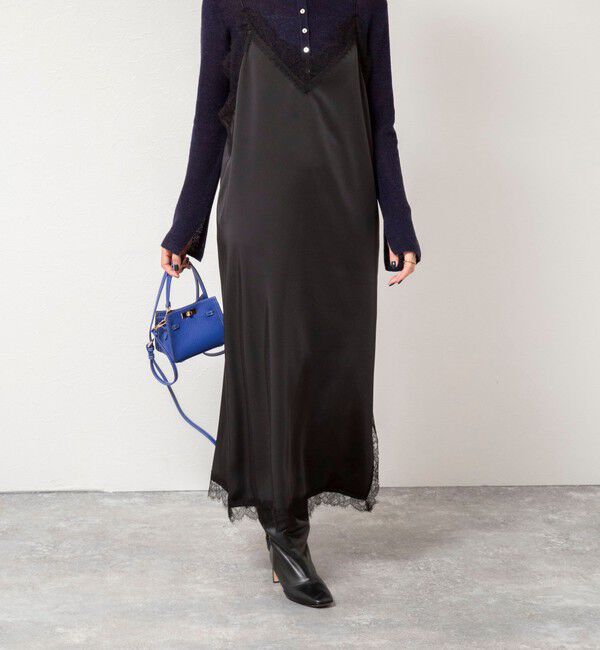 NOLLEY'S sophi「ウォッシャブルトリミングレースサテンキャミワンピース」|ワンピース|