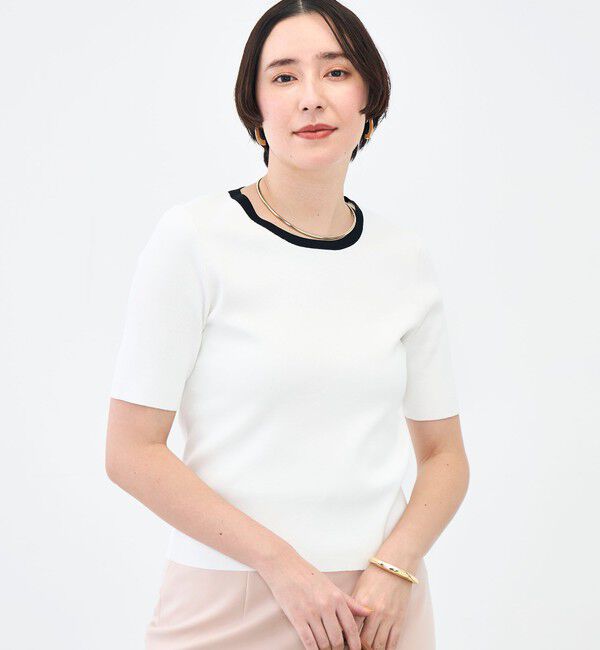 NOLLEY'S sophi「《アンサンブル対応》《手洗い可能》マルチファンクション5分袖プルオーバー」|ニット・セーター|