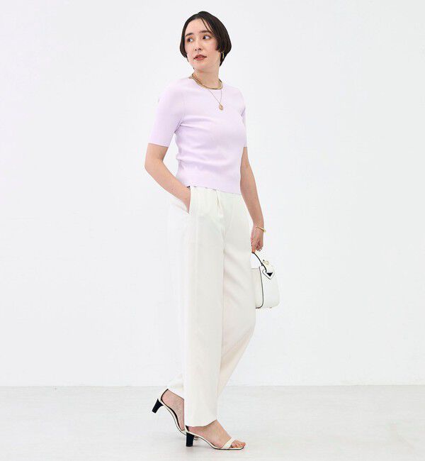 NOLLEY'S sophi「《アンサンブル対応》《手洗い可能》マルチファンクション5分袖プルオーバー」|ニット・セーター|