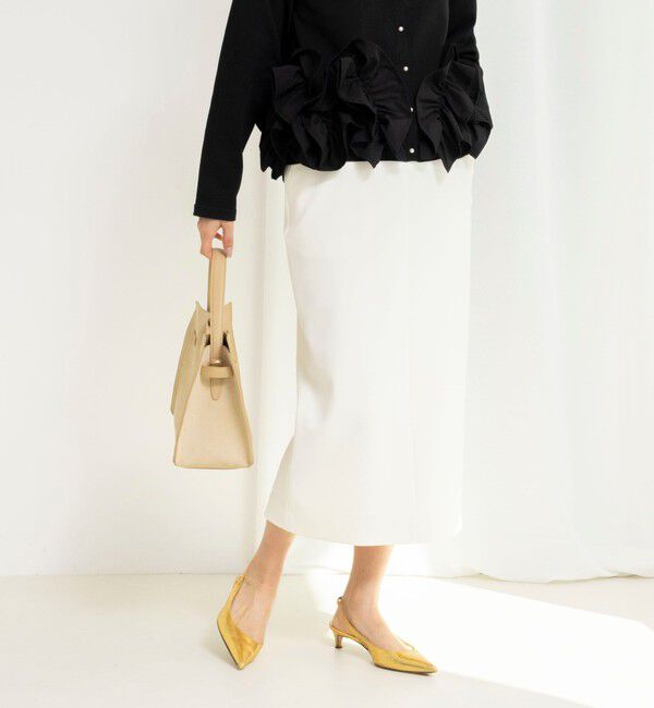 NOLLEY'S「ウォッシャブルニットジョーゼットタイトスカート」|タイト|オフホワイト