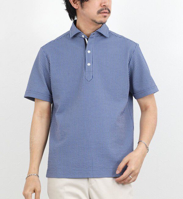 NOLLEY'S goodman「《ビジカジ対応》サッカーテープポロシャツ / ビズポロ /26SS」|ポロシャツ|ブルー系その他