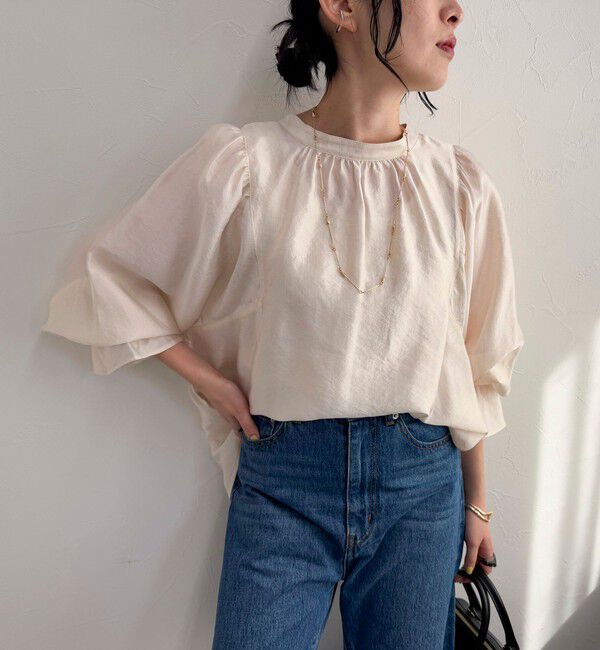 fredy emue「シャイニーシアー2WAYギャザーブラウス」|シャツ・ブラウス|