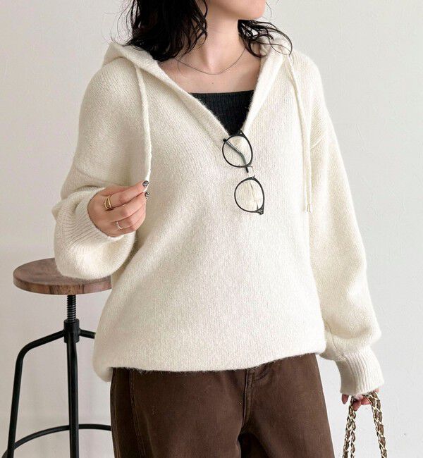 fredy emue「フード付きニットプルオーバー」|ニット・セーター|