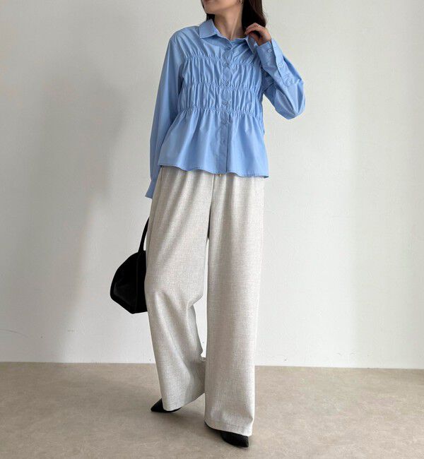 fredy emue「ウールライクイージーセミワイドパンツ」|チノ|