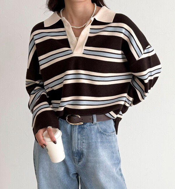 fredy emue「ラガーボーダーニットプルオーバー」|ニット・セーター|