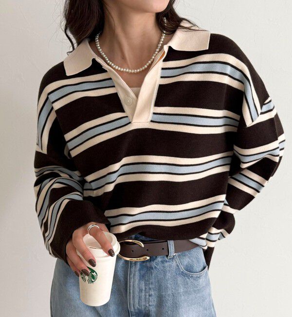 fredy emue「ラガーボーダーニットプルオーバー」|ニット・セーター|