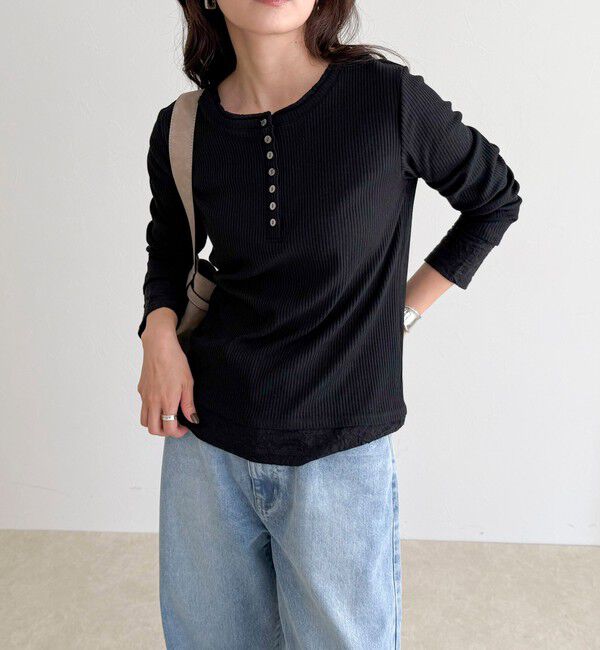 fredy emue「レイヤード風ヘンリーネックプルオーバー」|Tシャツ・カットソー|