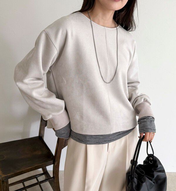 fredy emue「フェイクスエードダンボールプルオーバー」|Tシャツ・カットソー|グレイッシュベージュ