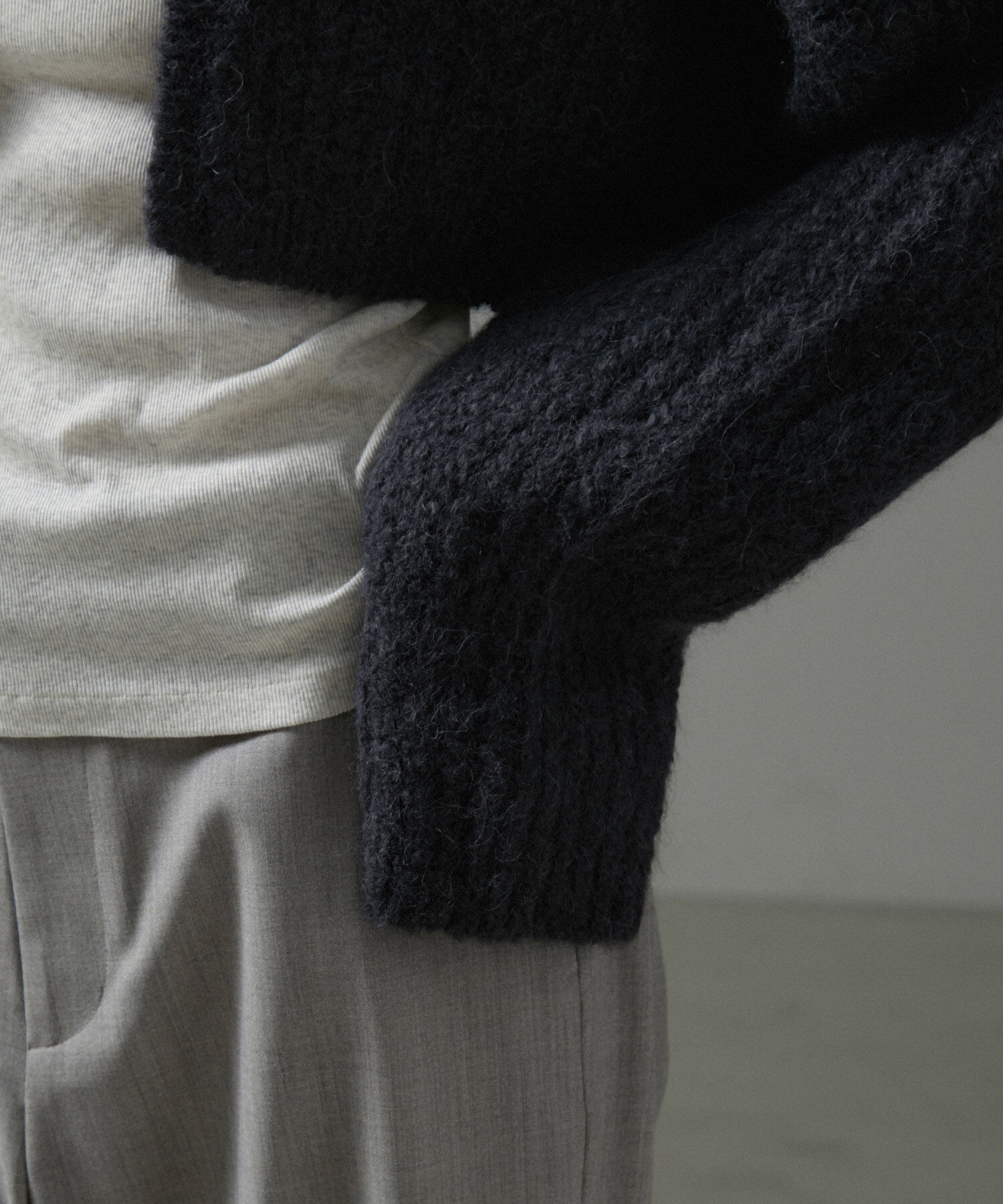 SALON adam et rope'「ファーアルパカフリンジクロップドカーディガン」|カーディガン|