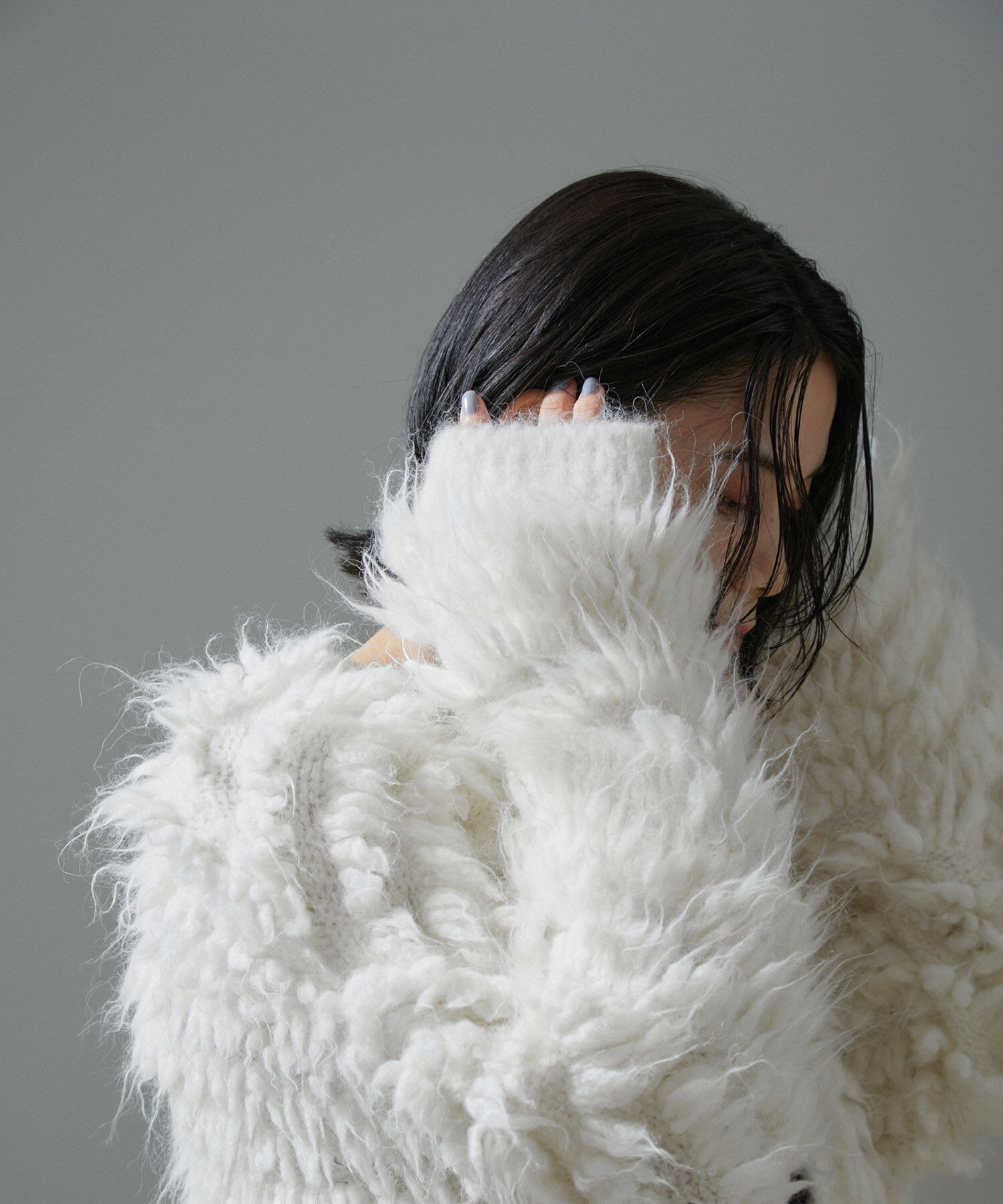 SALON adam et rope'「ファーアルパカフリンジクロップドカーディガン」|カーディガン|