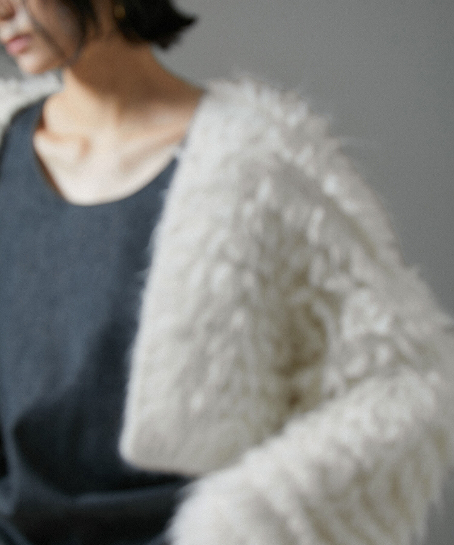 SALON adam et rope'「ファーアルパカフリンジクロップドカーディガン」|カーディガン|