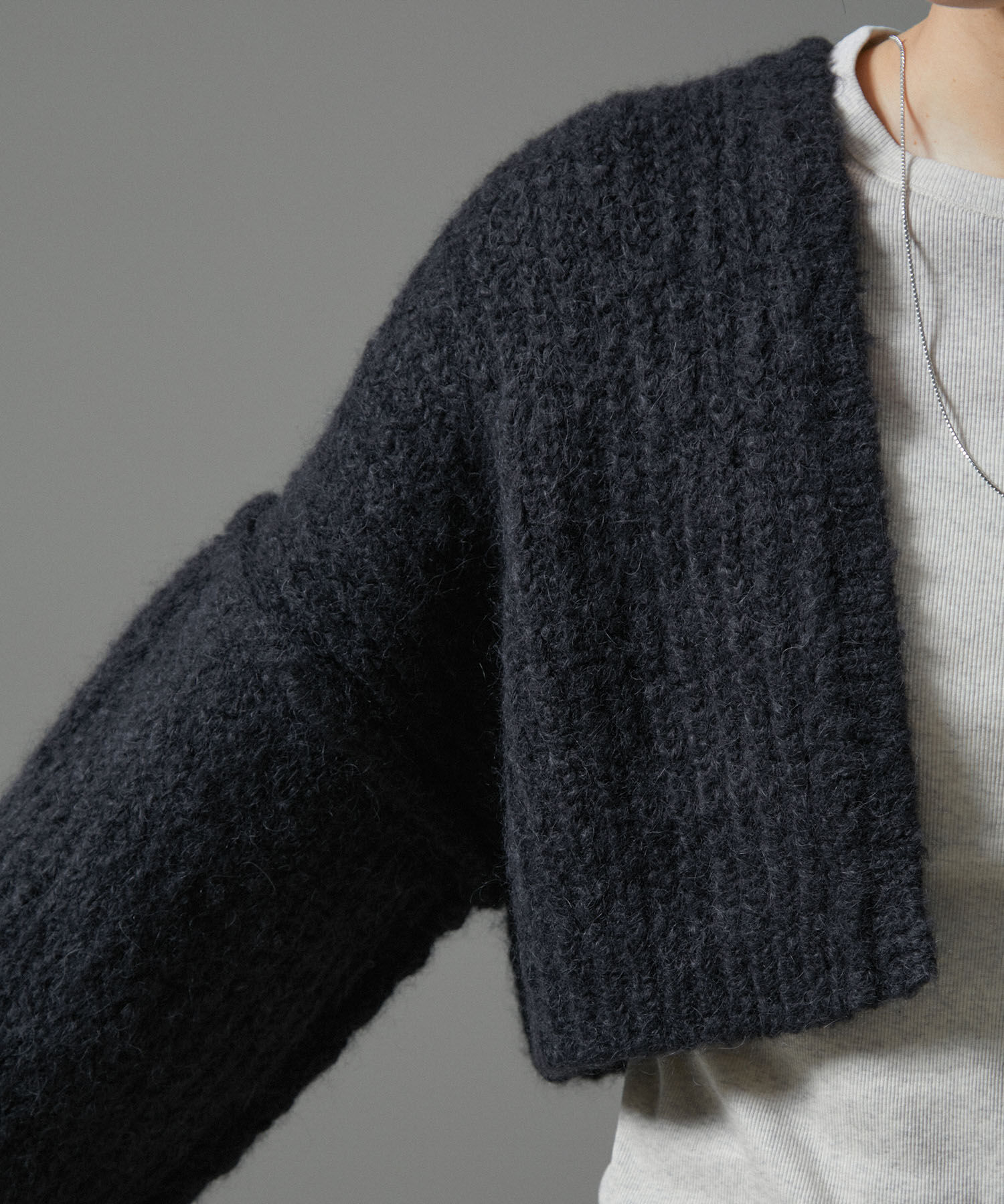 SALON adam et rope'「ファーアルパカフリンジクロップドカーディガン」|カーディガン|